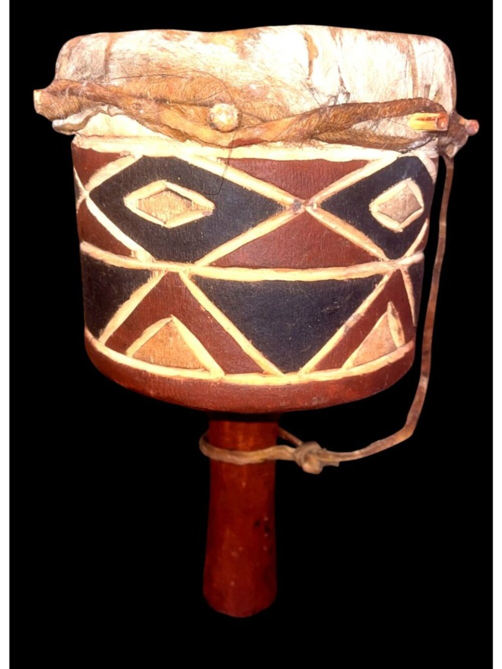 Zimbabwean Tonga Budima Hand Drum Shona Motif African Tribal Art - Picture 1 of 5